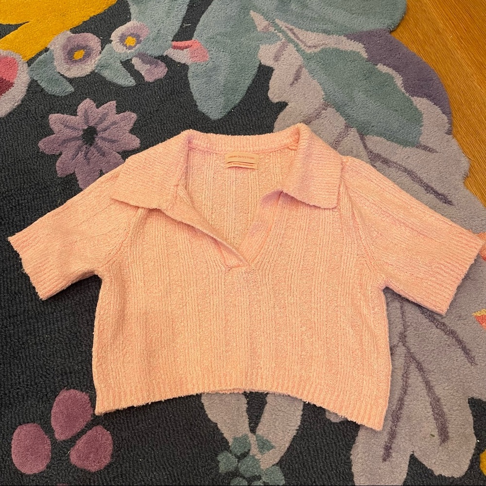 NWOT Urban outfitters pink collared crop top